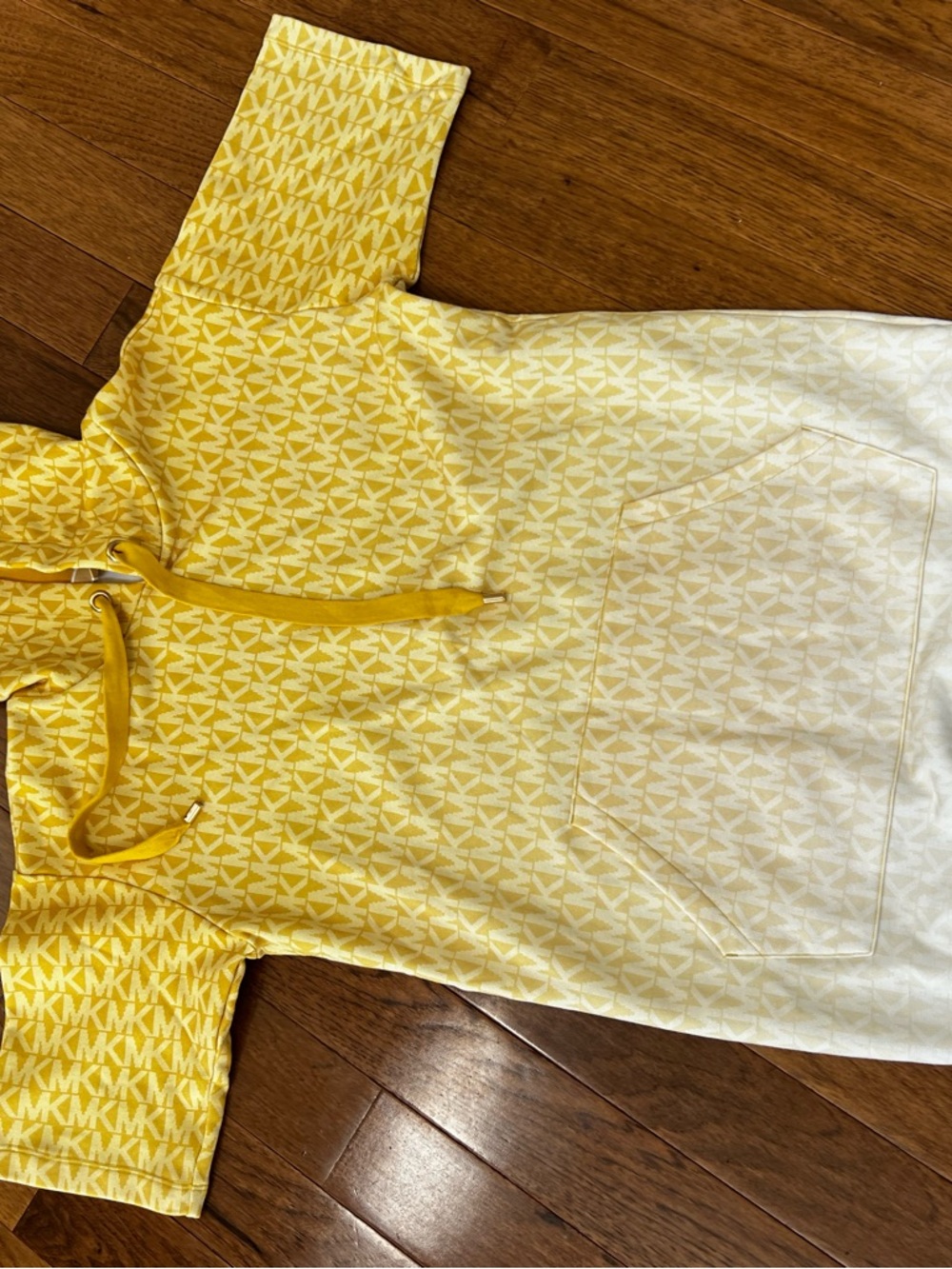 Michael Kors Yellow Hooded Short-Sleeve Sweatshirt Dress
